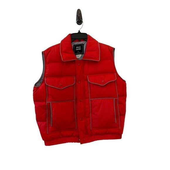 Vintage Pierre Cardin Collared Insulated Puffer Vest Womens Red Size Large - Picture 1 of 7